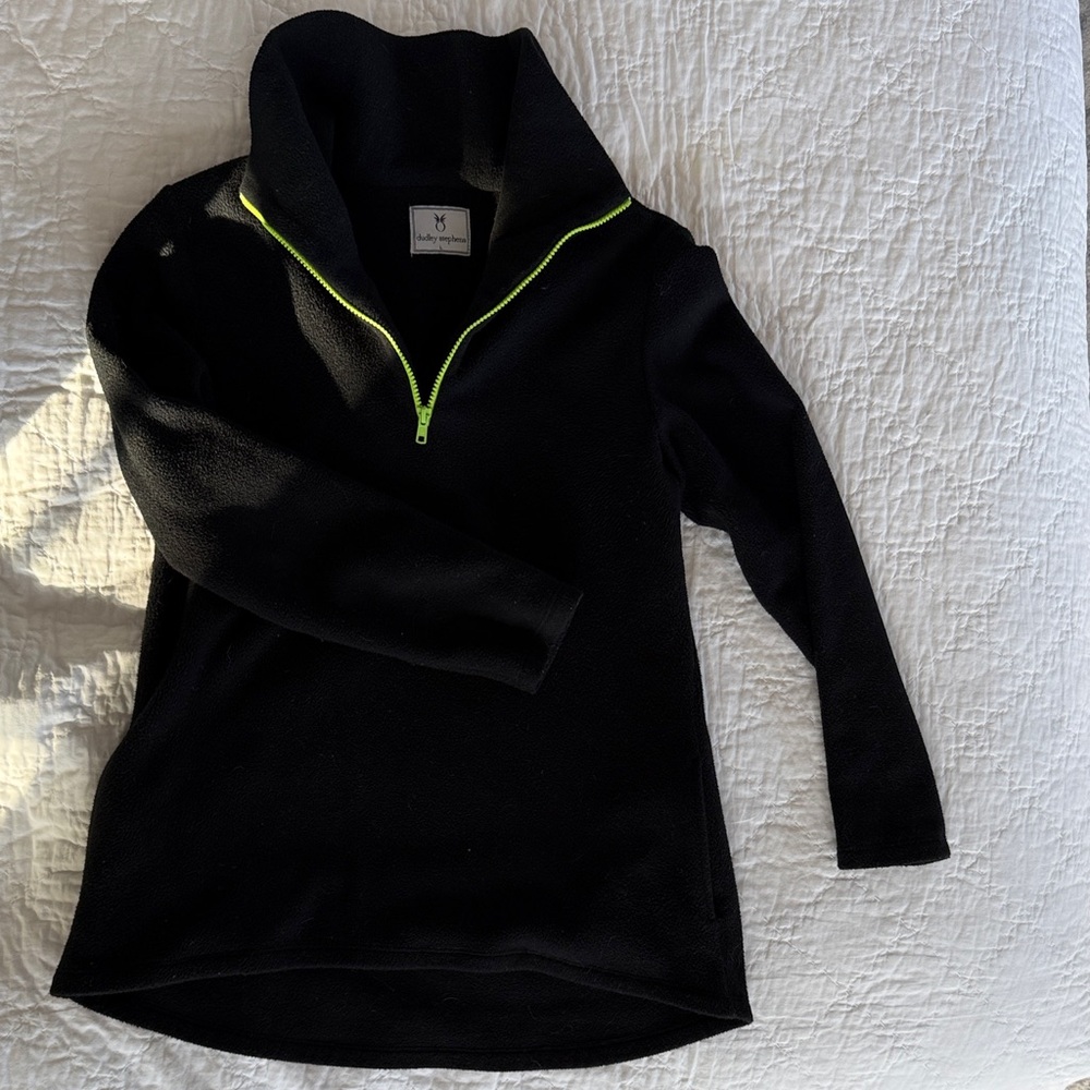 Dudley Stephens Black Cowl Neck Sweater with Neon Accents